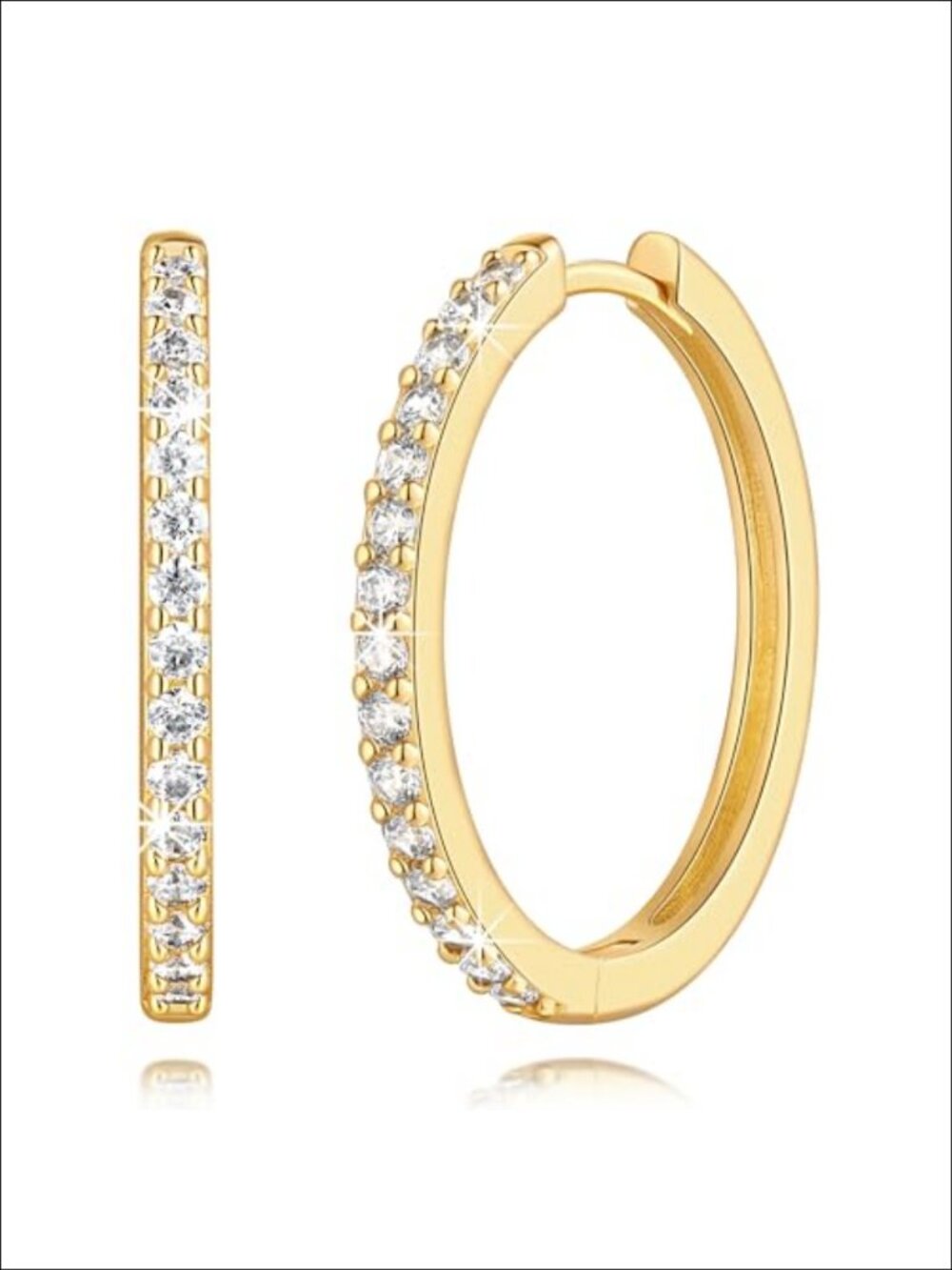14k Gold Plated Hoop Earrings Women Cubic Zirconia Huggie